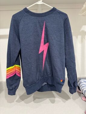 Aviator Nation Navy Blue Hoodie with Yellow Accent